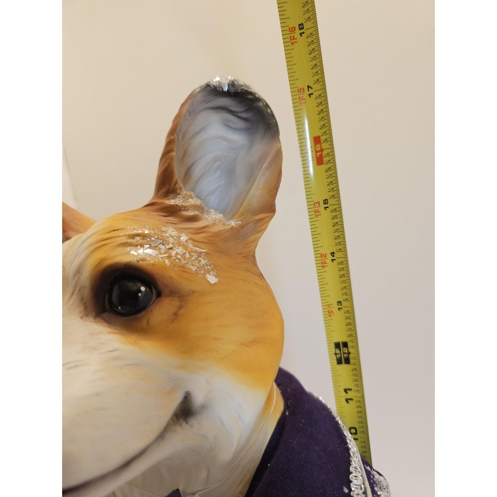 Robert Stanley Home Collection Corgi Dog Figure In Purple Velvet Christmas - Picture 10 of 10